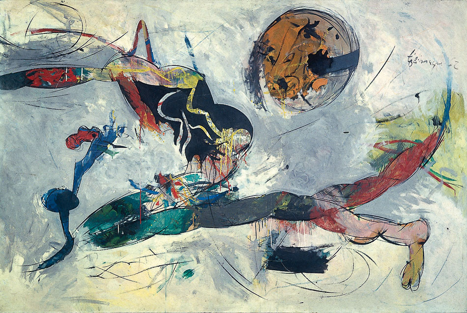 Hervé Télémaque (Haiti), Fait divers, 1962. Oil on canvas, 130 x 195 cm.