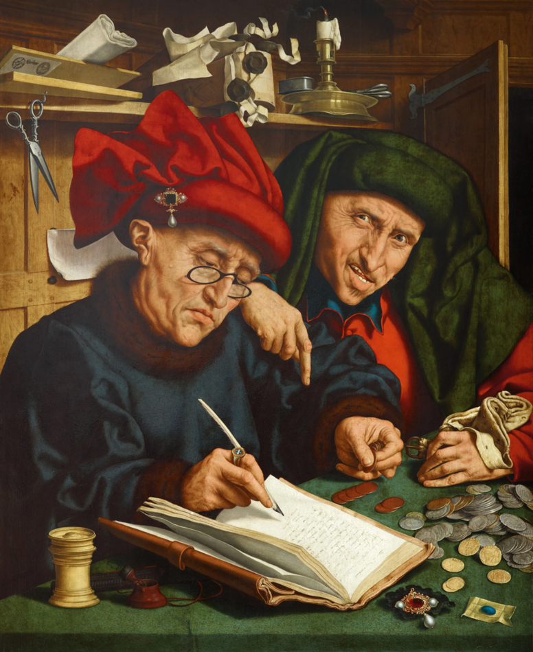 Quentin Matsys (Países Bajos), Los recaudadores de impuestos, c.  1525-1530.